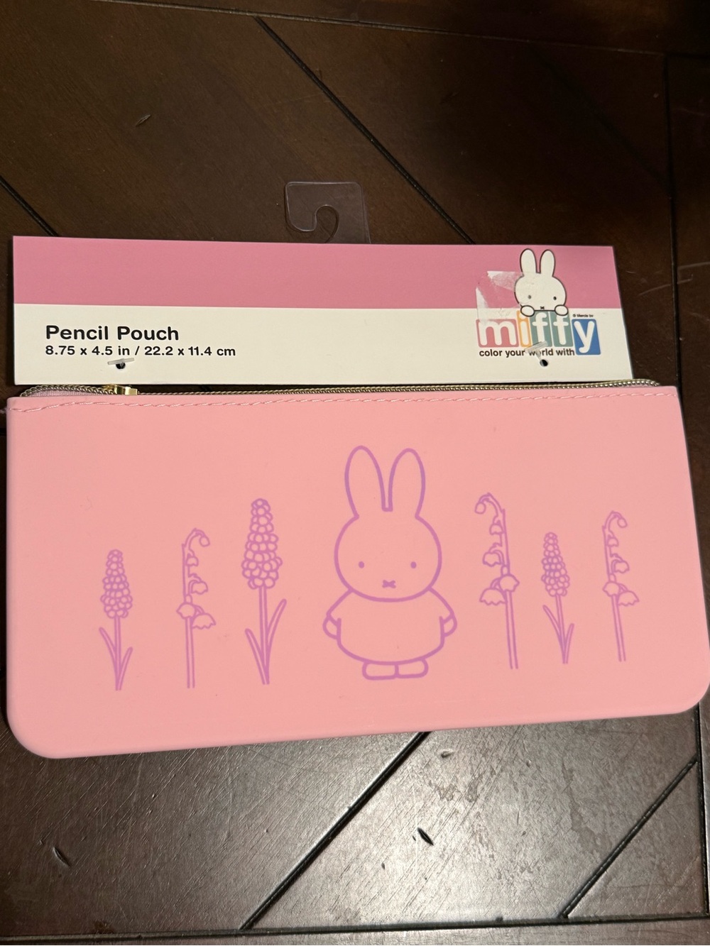 miffy Pink Pencil Pouch with Purple Illustration NWT